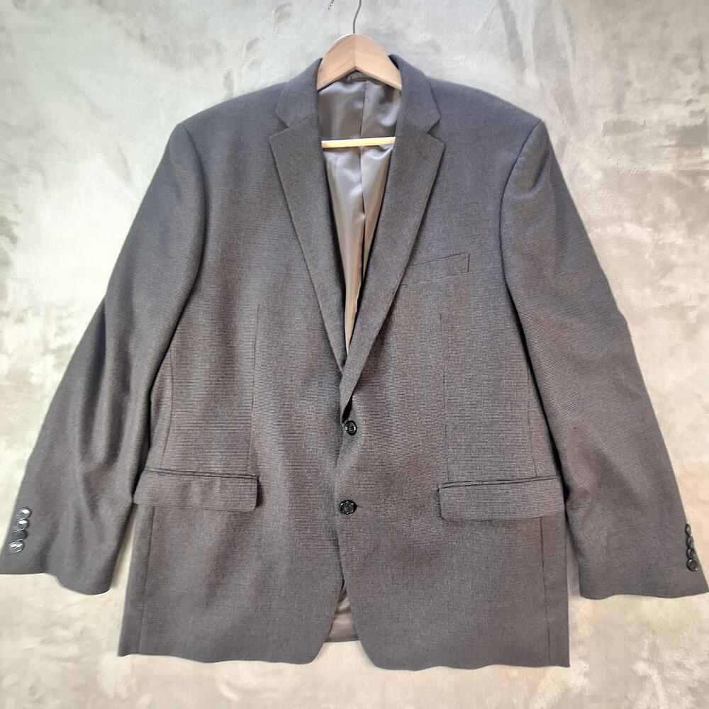 Chaps Sport Coat Mens 48 Long Brown Check Single Vent 2 Button Stretch Rayon